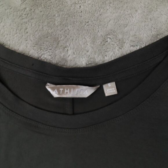 Athleta Dark‎ Grey Brown Long Sleeve Asymmetrical Hem Shirt size Small 440323 - Picture 3 of 8